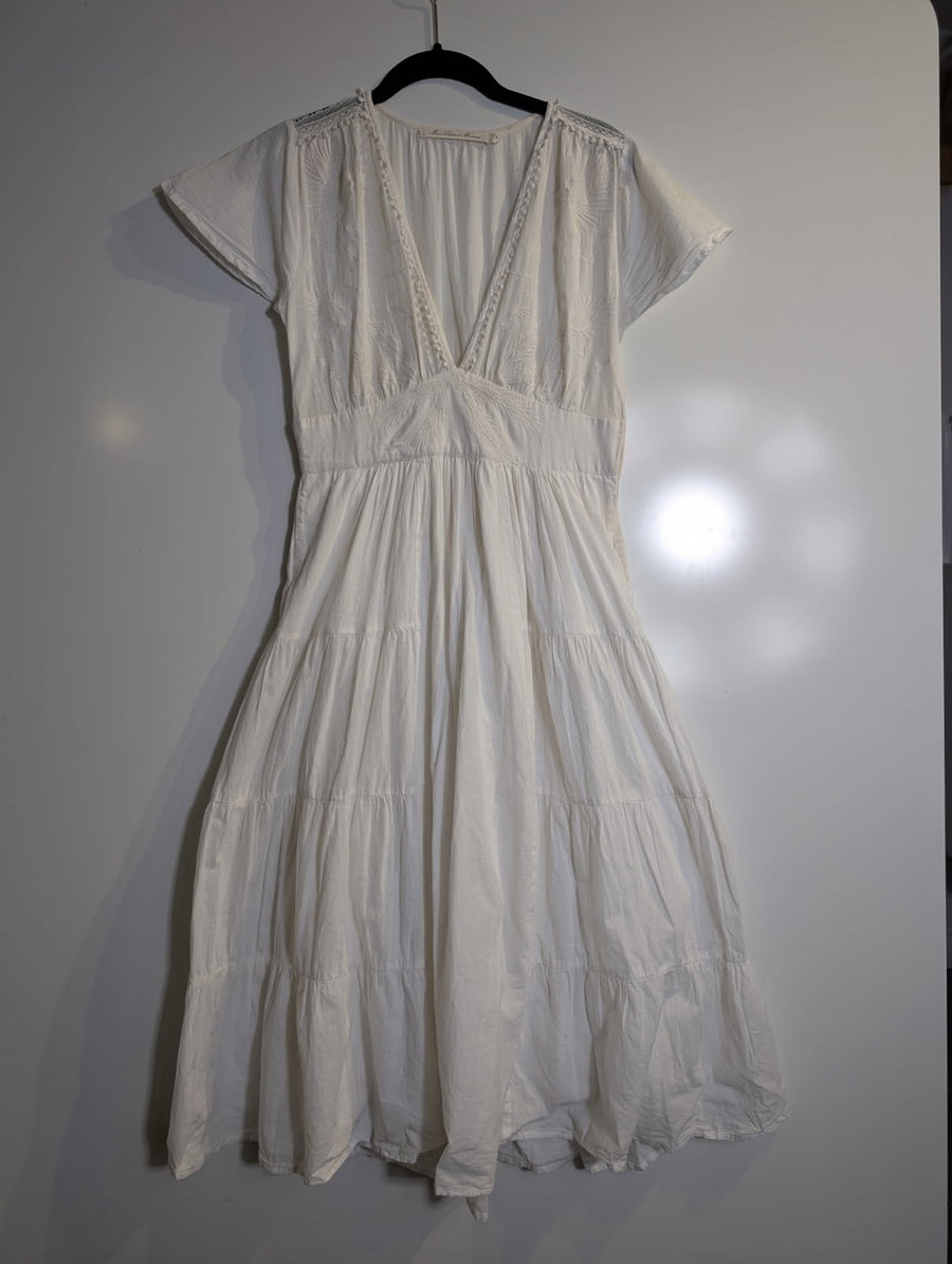 Marie Louise de Monterey Tiered Midi Dress White Size 8 - Image 7