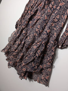 Isabel Marant Etoile Silk Maxi Dress Floral Smocked Bodice Size 36 - Image 2