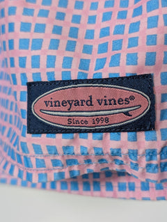 Vineyard Vines Men's Chappy Swim Trunks - Pink and Blue Grid Print - Image 6