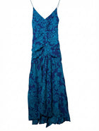 Ginger & Smart Floral Ruched Midi Dress Blue Size 4 - Image 1