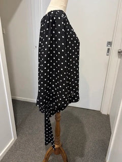 One Teaspoon Black and White Polka Dot Off-the-Shoulder Long Sleeve Top - Image 2