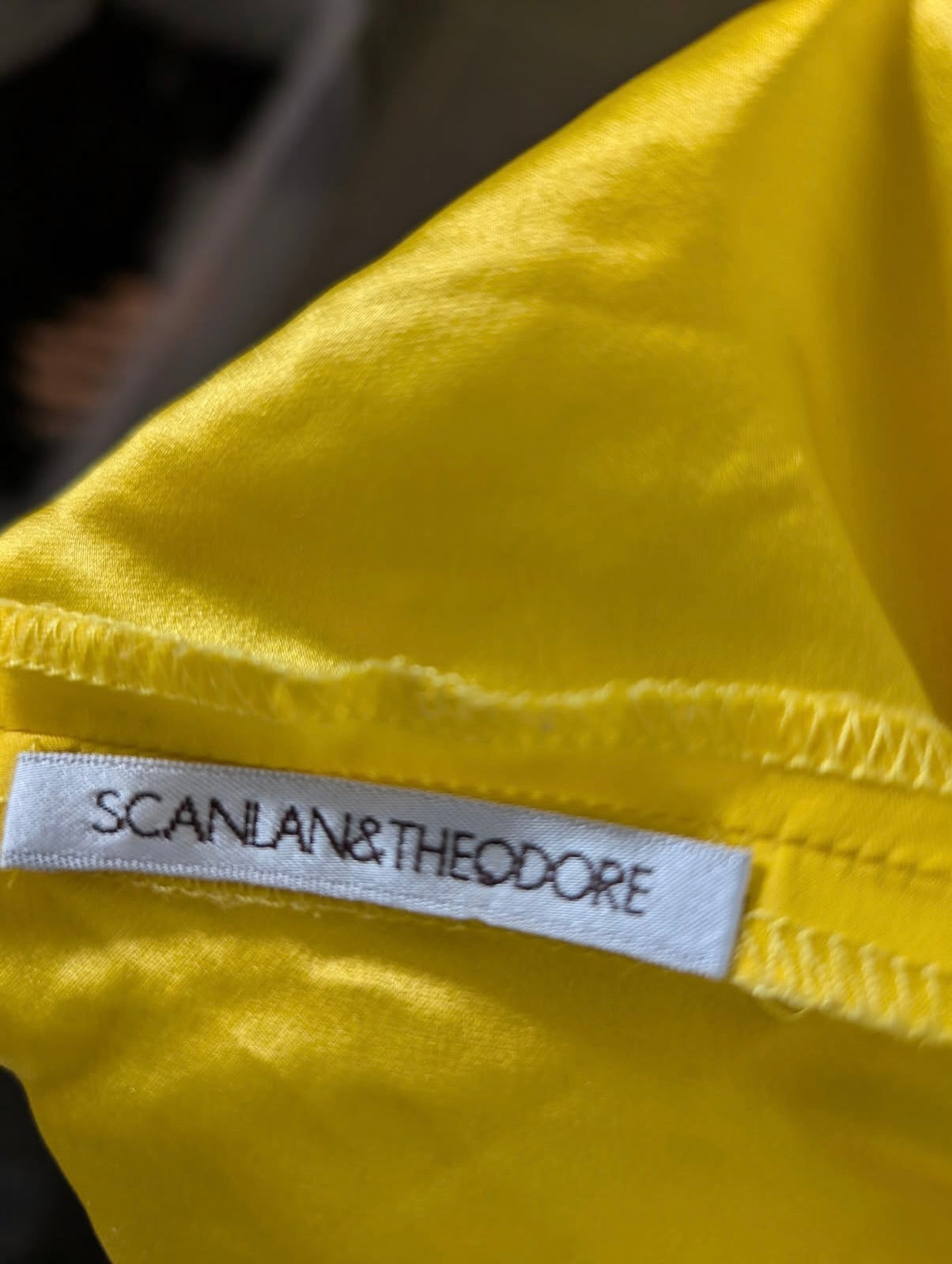 Scanlan & Theodore Vintage Yellow Silk Spaghetti Strap Bow Detail Dress - Image 6