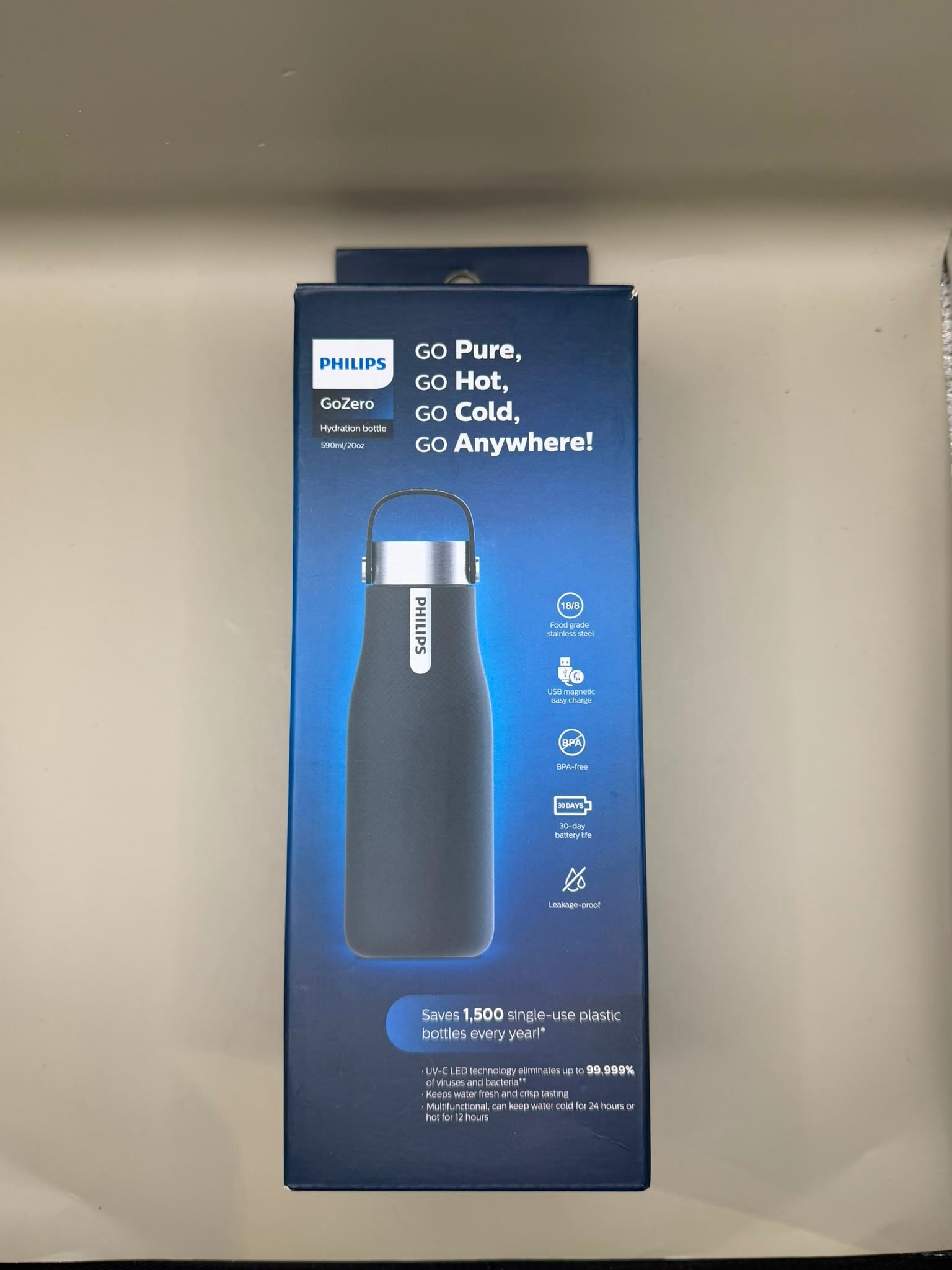 Philips GoZero Smart UV-C Water Bottle 590ml Black - Image 5