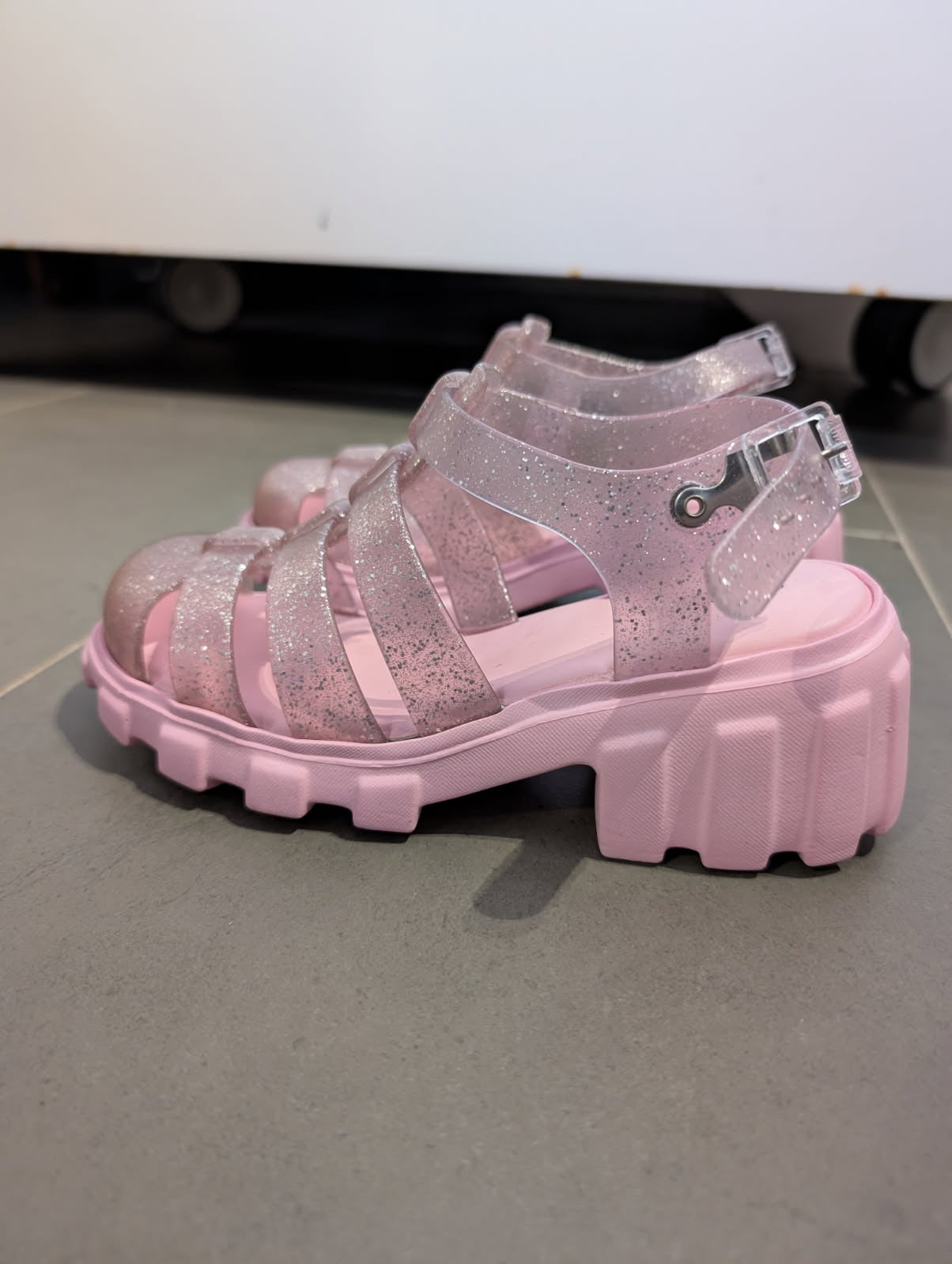 Mini Melissa Glitter Jelly Sandals - Pink Kids Size US 2 - Image 5