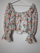 Alice + Olivia Floral Puff Sleeve Crop Top Size M - Image 5