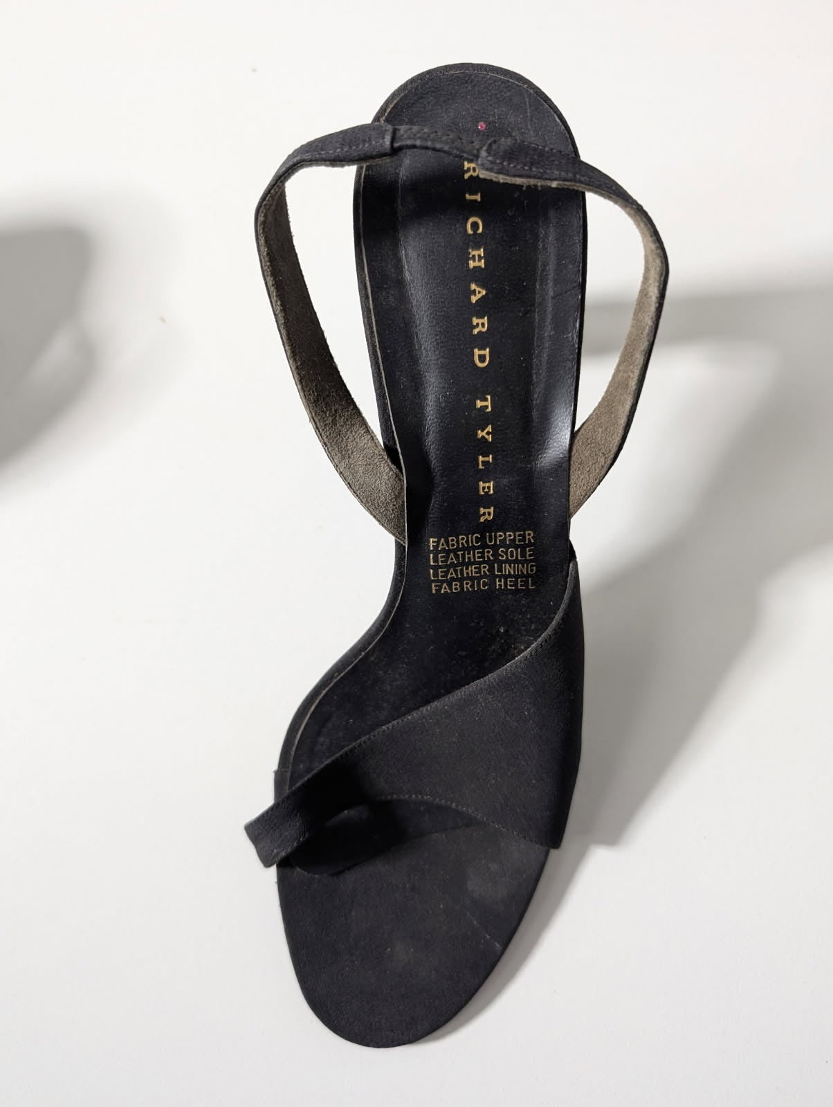 Richard Tyler Black Satin Slingback Heels - Made In Italy EU 38 - Image 5