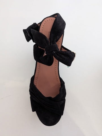 Alaïa Black Suede Bow Platform Sandals - EU 38 - Image 5