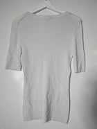 Witchery Silver Metallic Ribbed Knit Short Sleeve Top Size S - Image 5