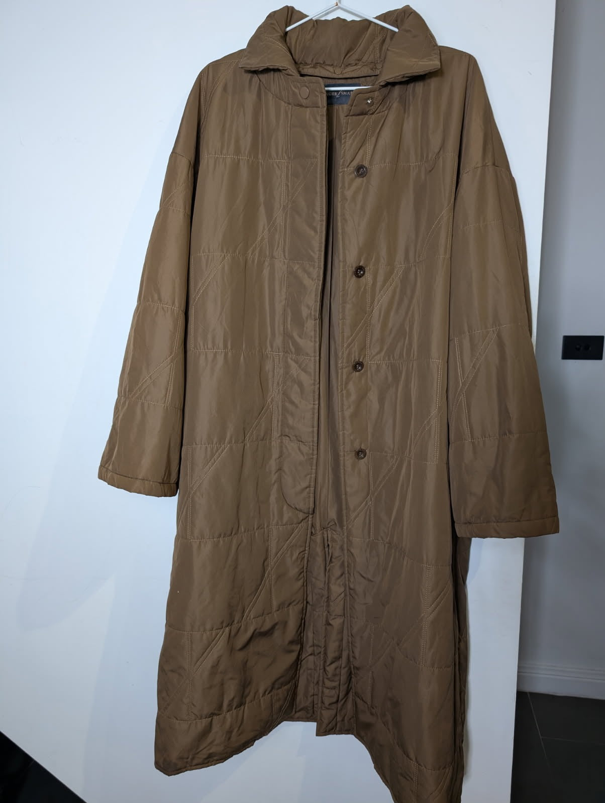 Ginger & Smart Quilted Long Coat - Tan Women's Size 8 - Image 5