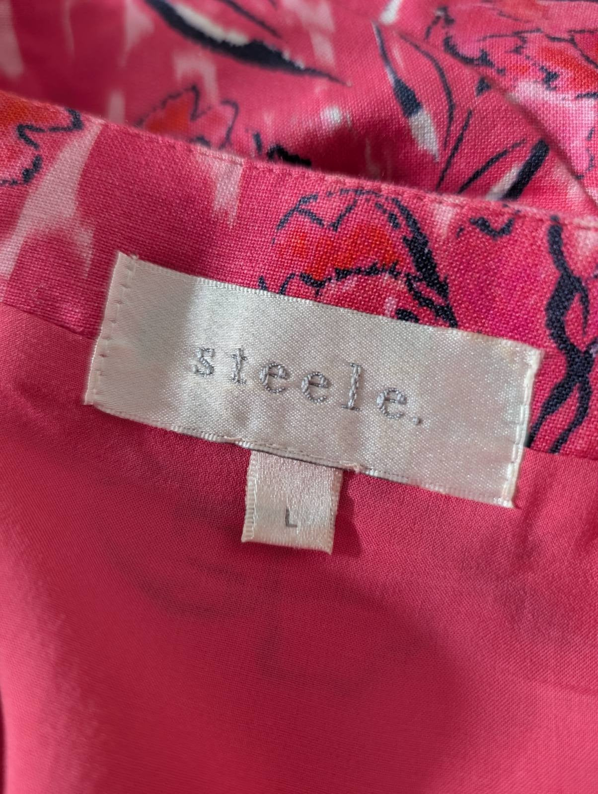 Steele Pink Floral Wrap Dress - Size L - Image 5