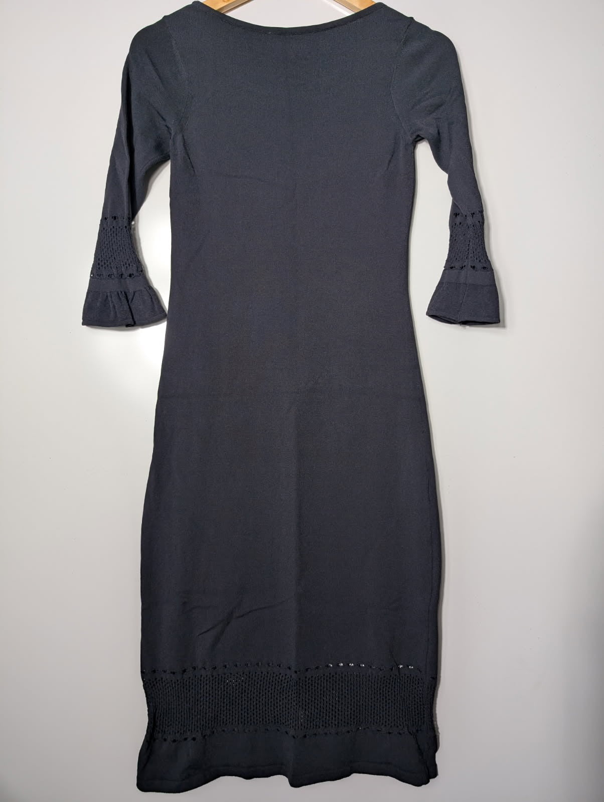 Scanlan Theodore Black Knit Dress - Crochet Detail Size M - Image 5