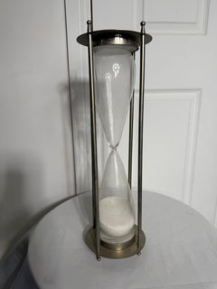 Large Decorative Hourglass - Brushed Metal Frame & White Sand 40cm - Image 5