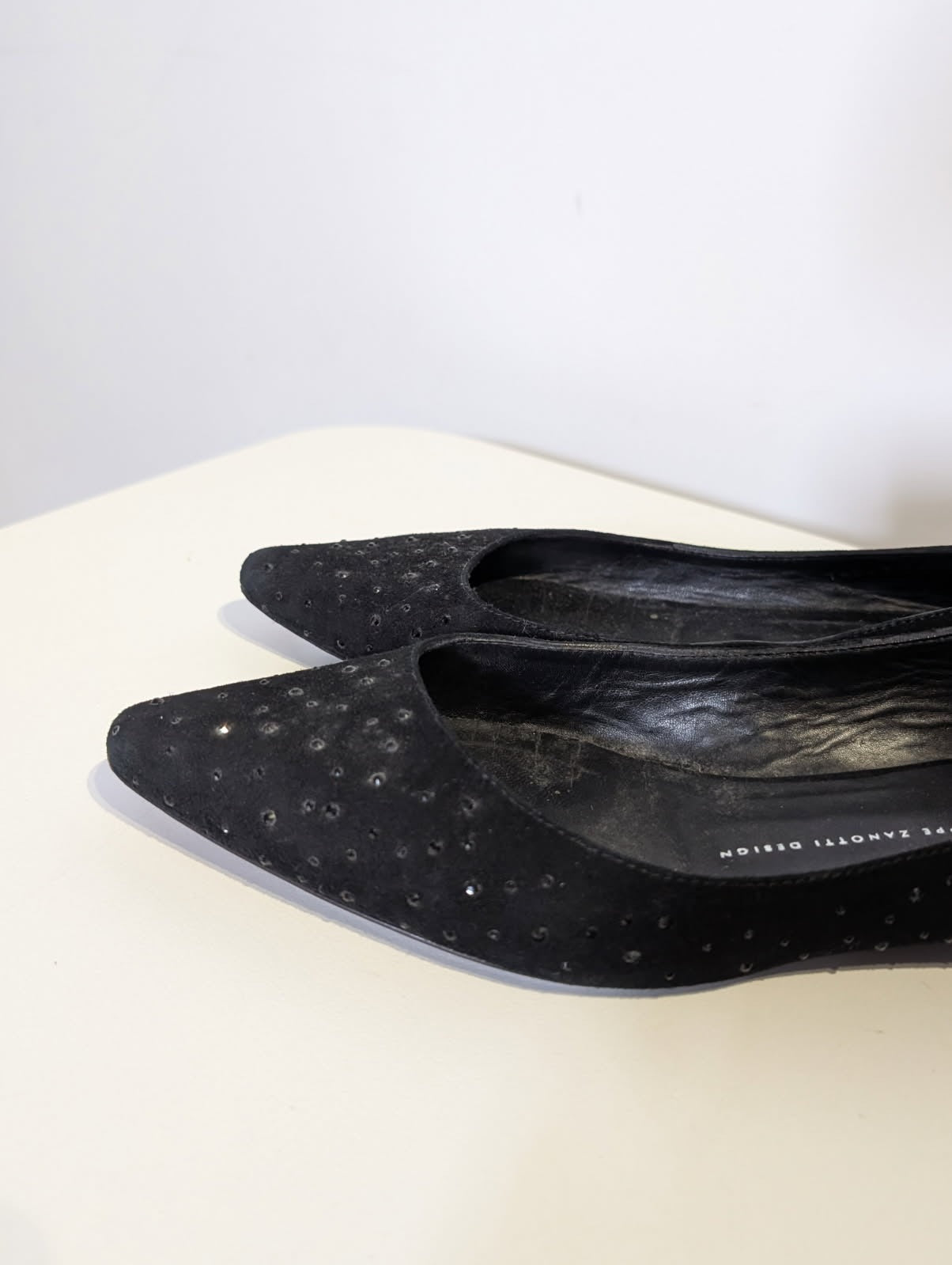 Giuseppe Zanotti Design Black Suede Studded Pointed Toe Flats - EU 41 - Image 5