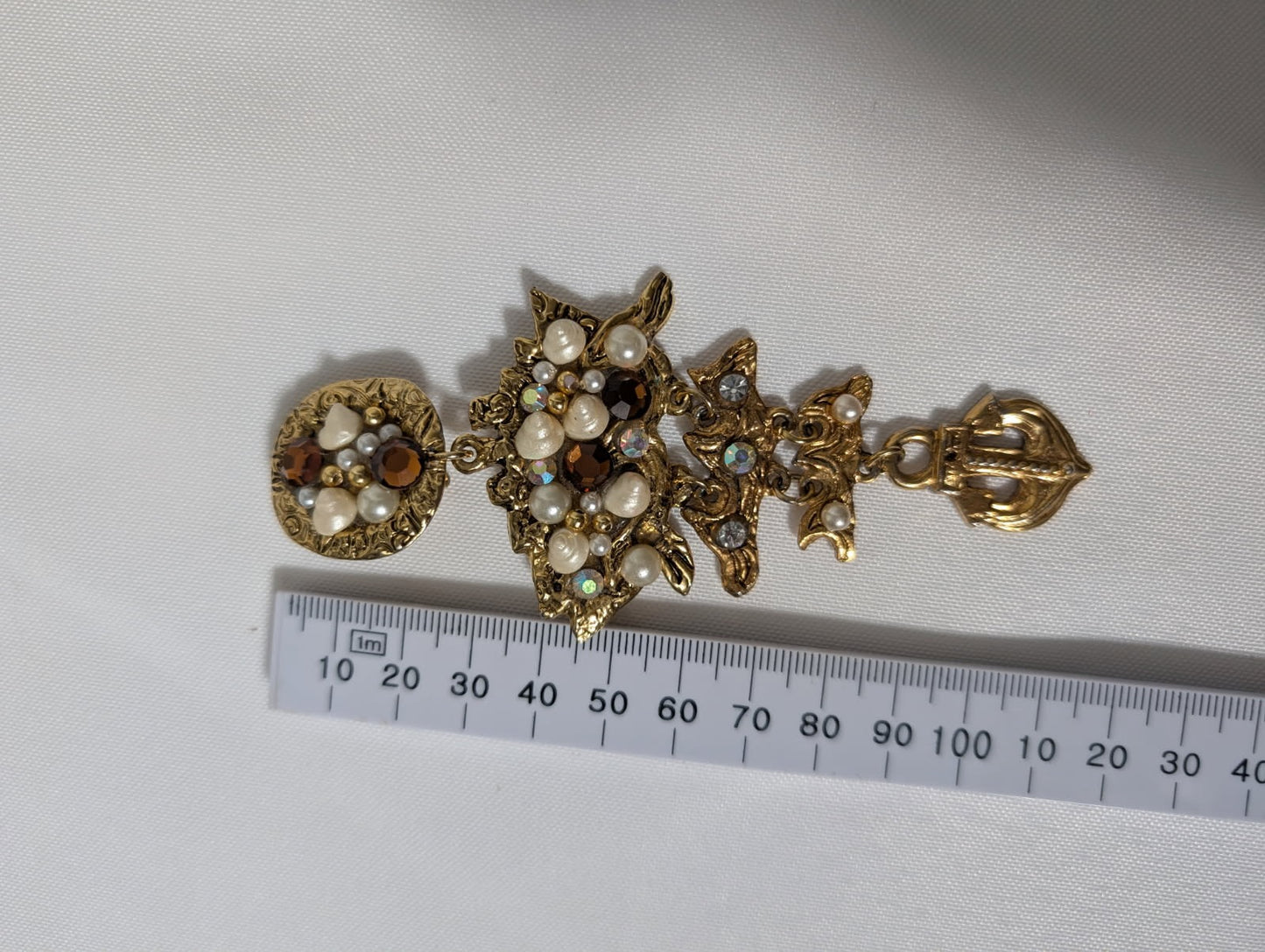  Vintage Anchor Statement Earrings Gold Tone clip on  - Image 5