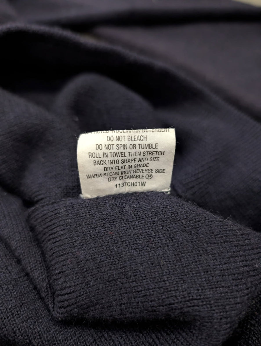 Sovrano Vintage Quarter-Zip Knit Sweater - Pure New Wool with Suede Patches - Image 6