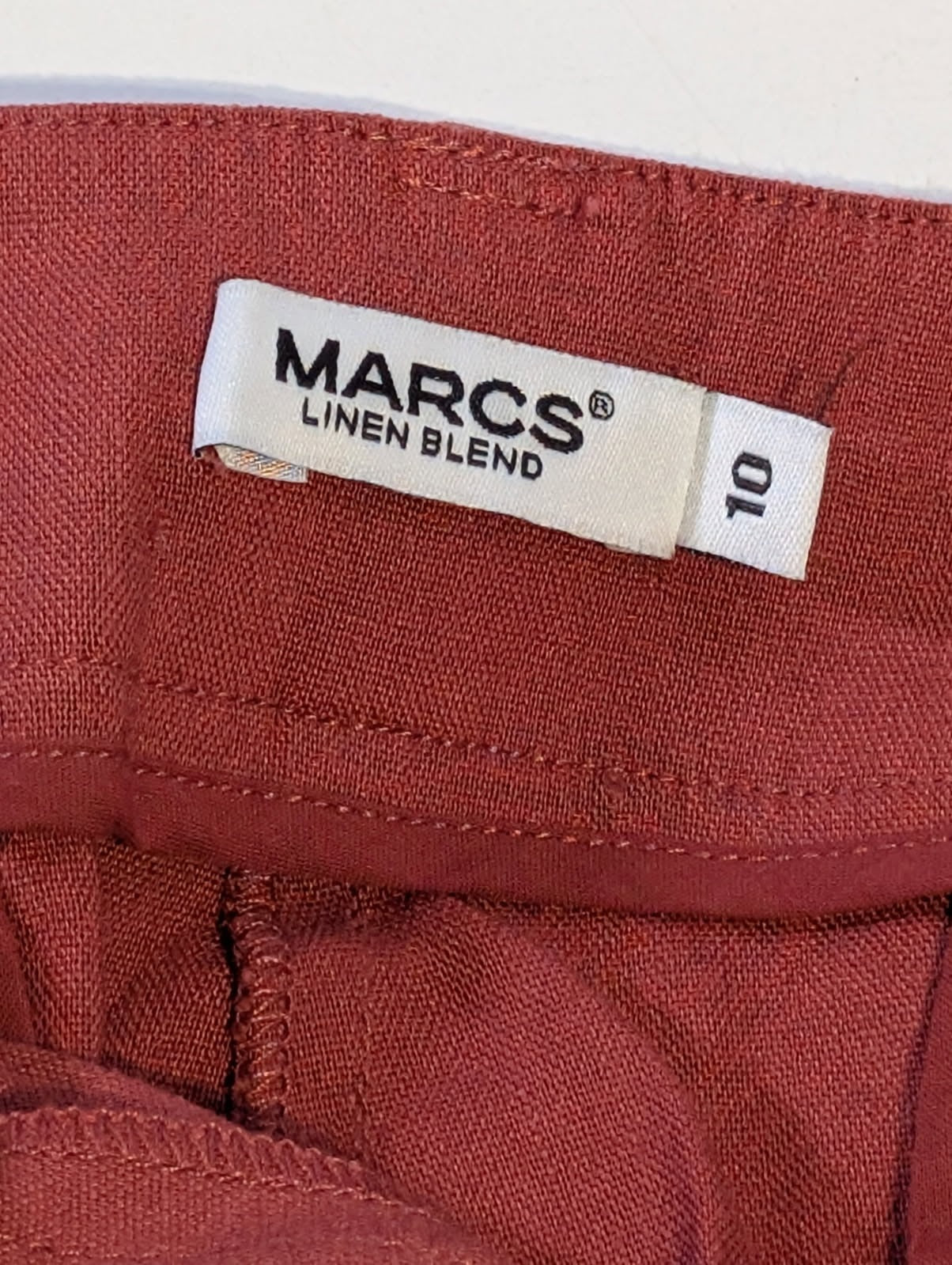Marcs Women's Linen Blend Belted Paperbag Shorts - Rust Red Size 10 - Image 5