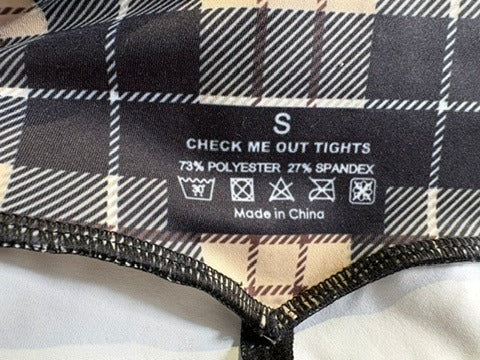 Aim'n Check Me Out Plaid High-Waist Tights Black and Beige Size S - Image 5