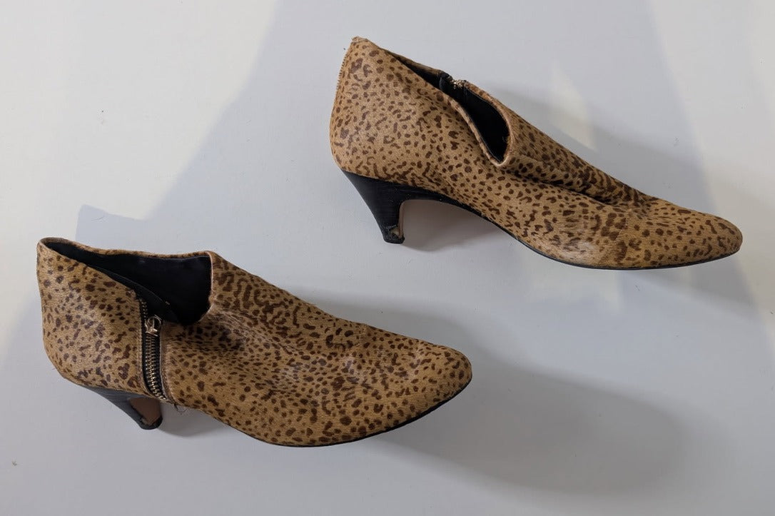 Diana Ferrari Leopard Print Calf Hair Kitten Heel Ankle Boots - Size 9.5 - Image 5