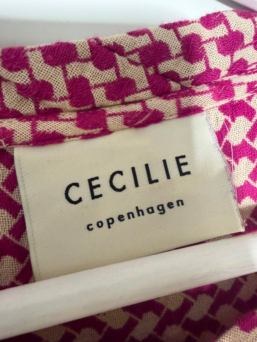 Cecilie Copenhagen Keffiyeh Print Blouse Pink & Cream Size M - Image 5