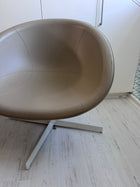 leather Swivel Chair Beige Modern Minimalist - Image 5