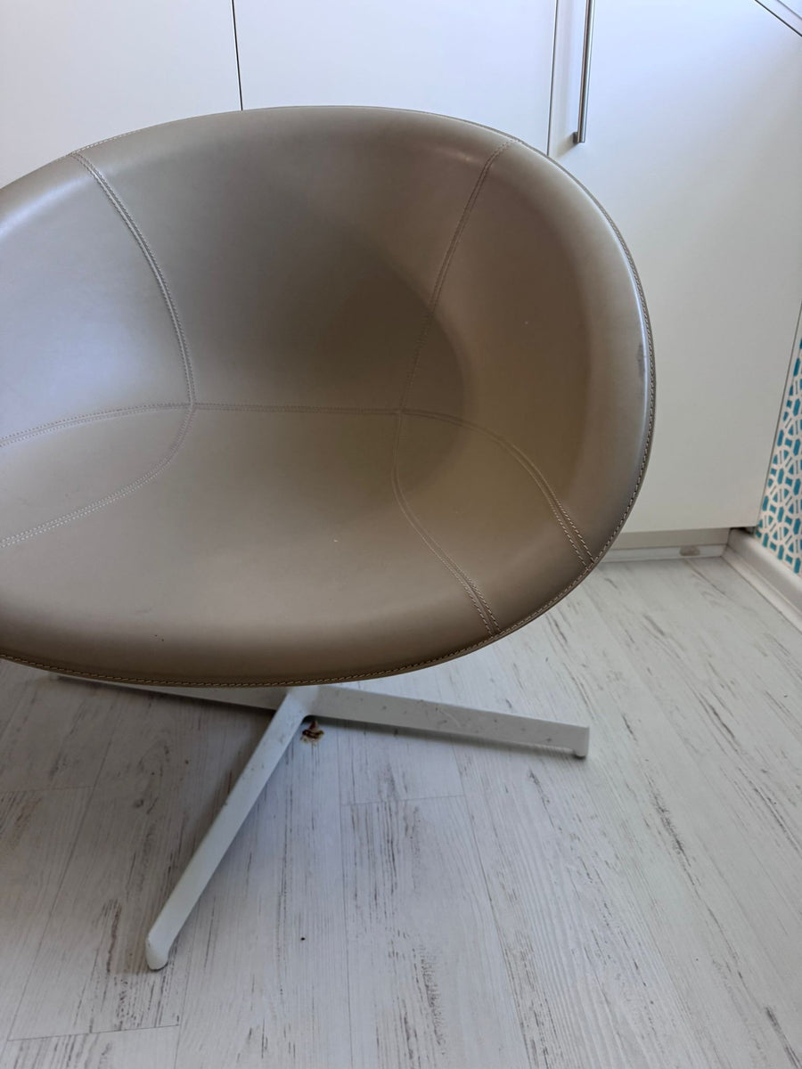 leather Swivel Chair Beige Modern Minimalist - Image 5