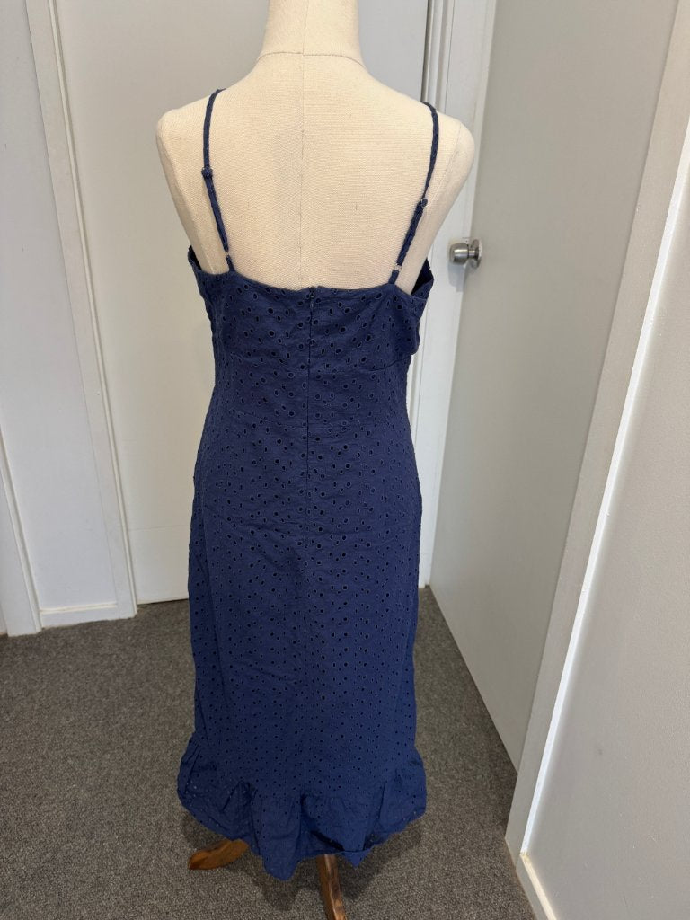 Fashion Union Navy Blue Eyelet Cut-Out Midi Dress - UK 10 - Image 5