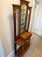 Vintage Oak Hall Tree with Mirror and Storage - Image 5