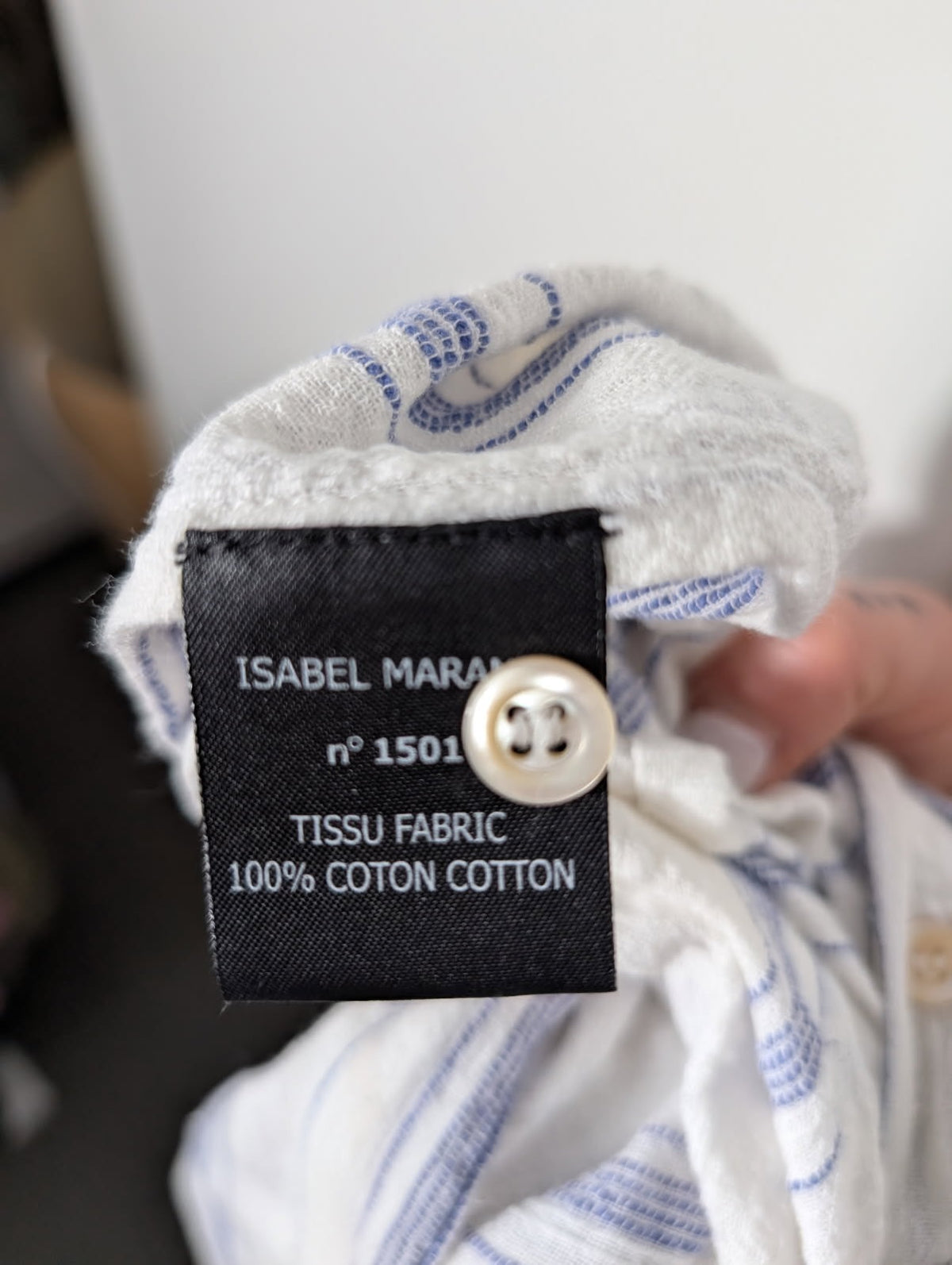 Isabel Marant Étoile Striped Cotton Blouse - White & Blue Size 40 - Image 5