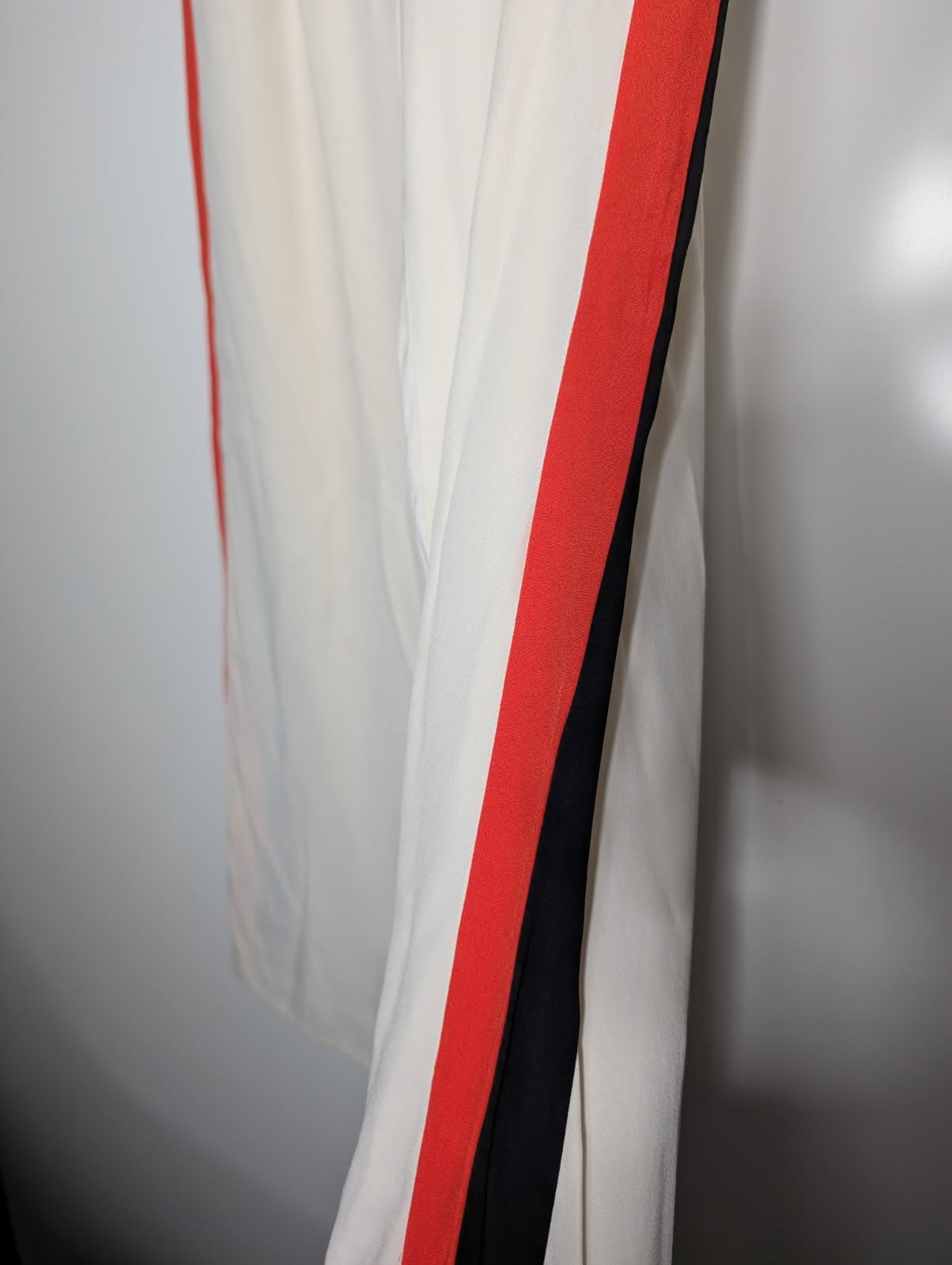 Topshop Wide Leg Trousers Cream with Red and Black Side Stripe UK 10 - Image 4