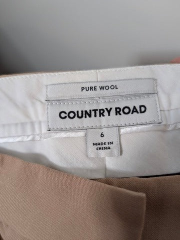 Country Road High-Waisted Wide-Leg Trousers Beige Wool Size 6 - Image 5