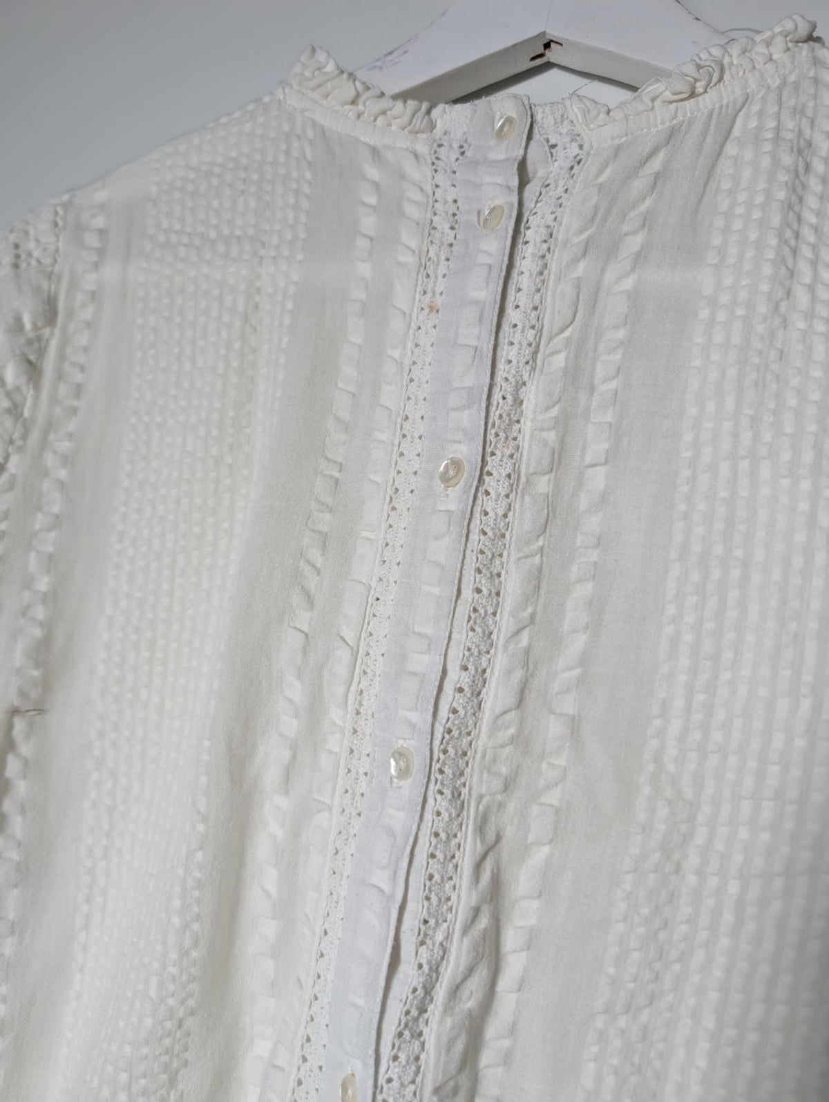 Indi & Cold Victorian-Style Lace Trim Blouse White Size S - Image 5