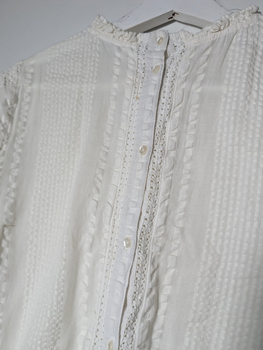 Indi & Cold Victorian-Style Lace Trim Blouse White Size S - Image 5