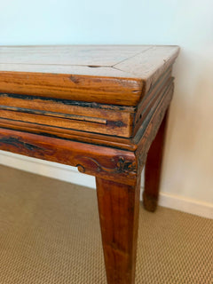 Antique Chinese Elm Wood Altar Table Rustic Console Bench Hall Table - Image 5