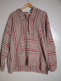 Confecciones Angy Mexican Baja Hoodie Red Striped Pullover XL - Image 5