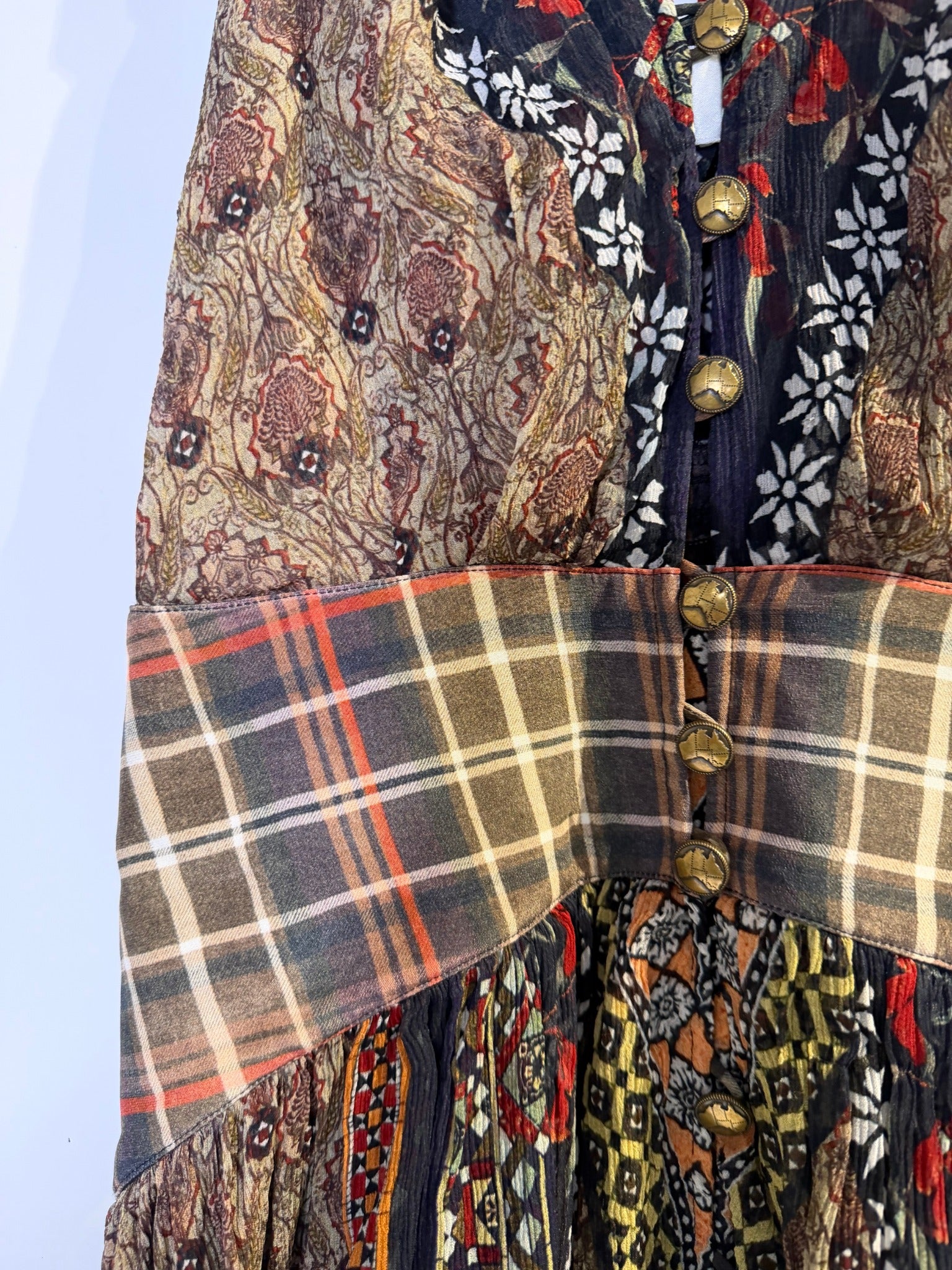 Camilla Silk Patchwork Mini Dress Vibrant Bohemian Print Size XS - Image 5