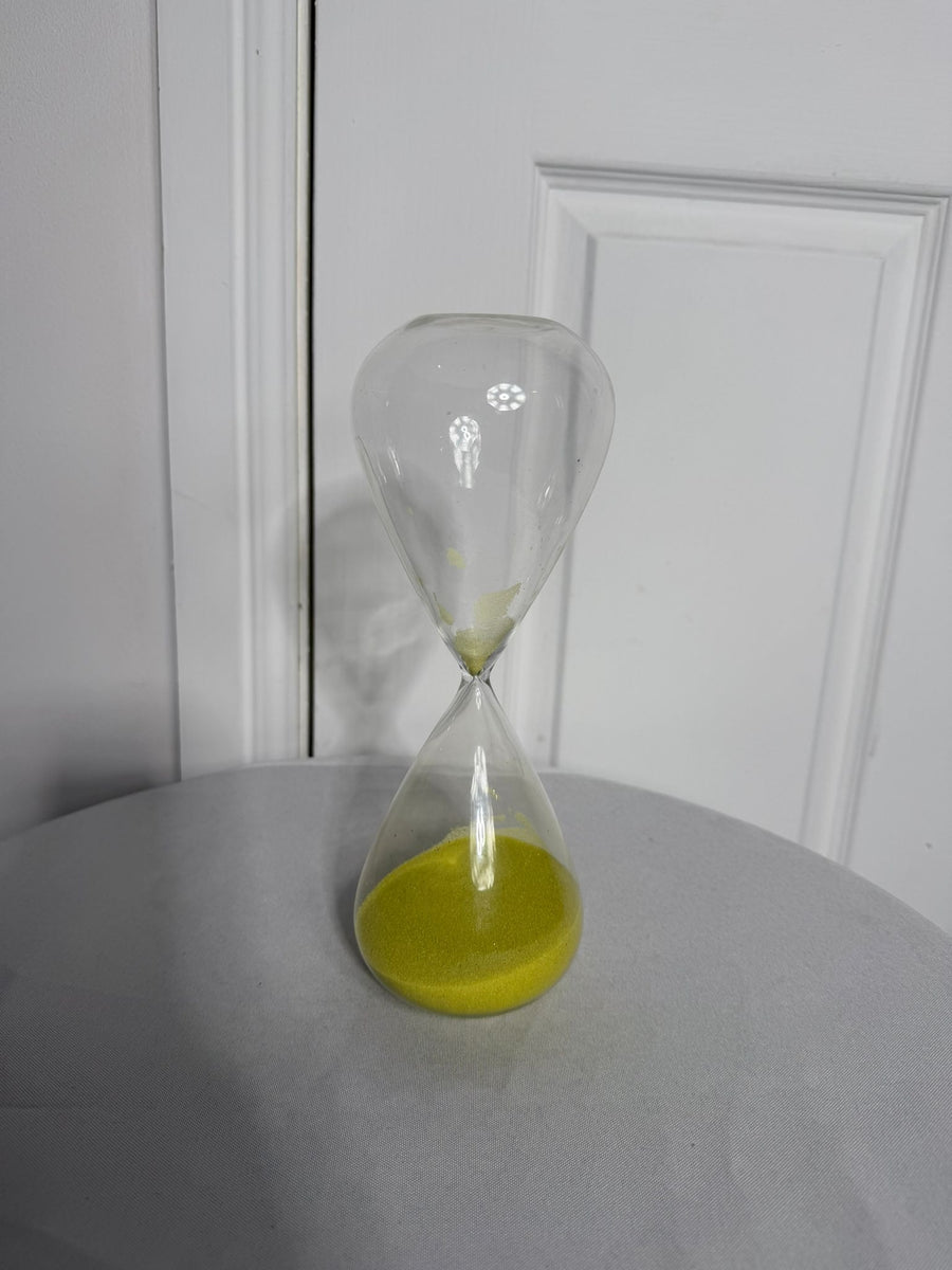 Large Modern Minimalist Glass Hourglass with Vibrant Green Sand - Image 5