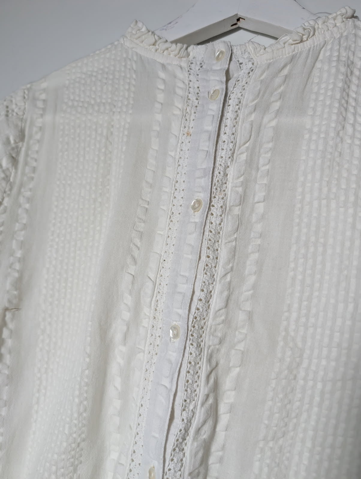 Indi & Cold Victorian-Style Lace Trim Blouse White Size S - Image 5