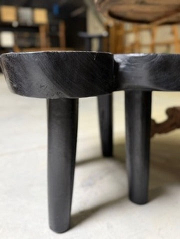 Artisan Handcrafted Live Edge Wood Stool Black 650mm - Image 5