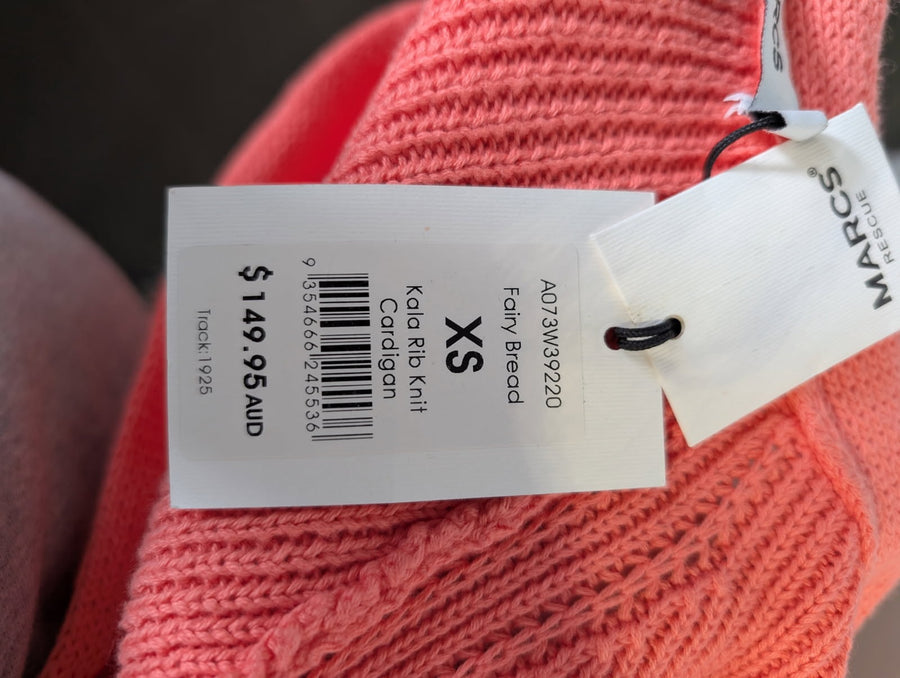 Marcs Kala Rib Knit Cardigan Coral Pink Women's XS - Image 5