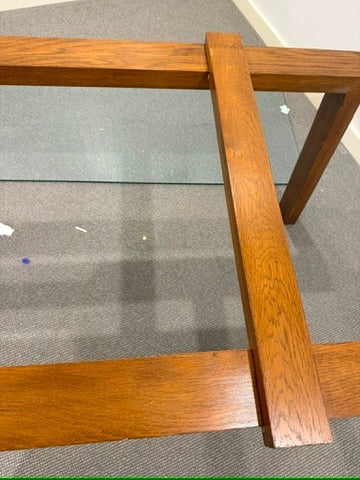 Ethnicraft Solid Oak Dining Table with Glass Top 180cm - Image 6