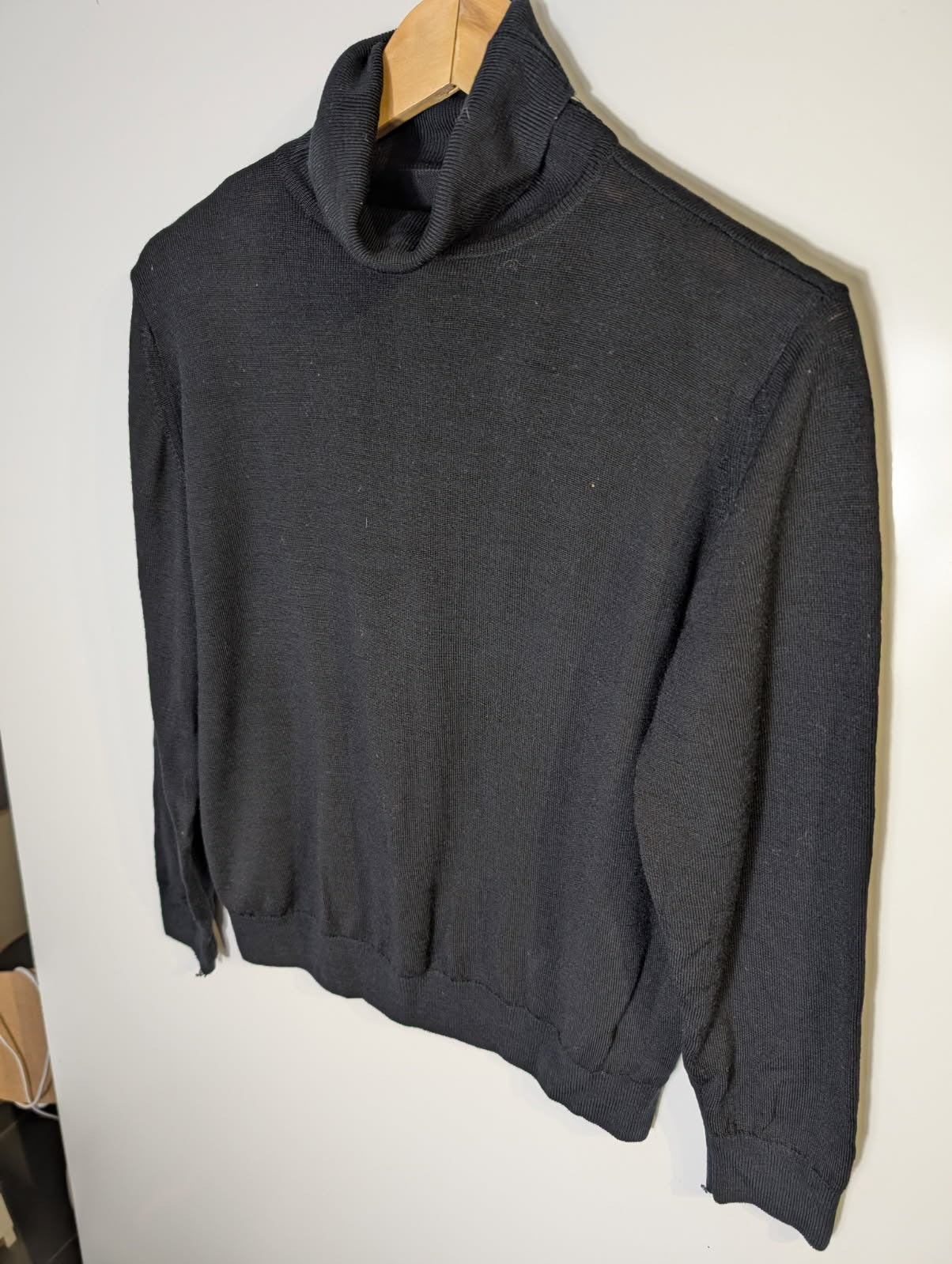 Marks & Spencer Pure New Wool Black Turtleneck Sweater - UK 16 - Image 5