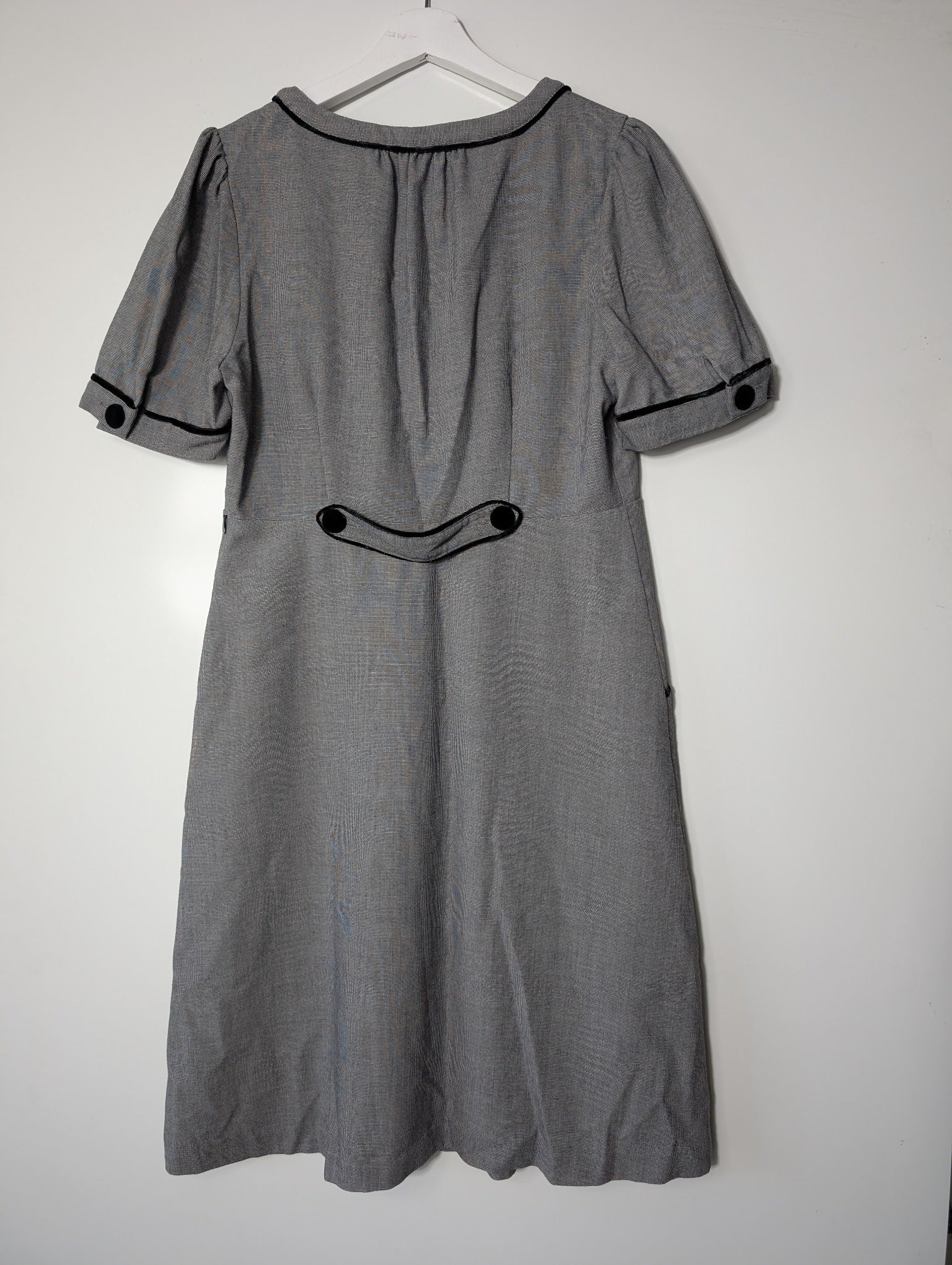KATHERINE London V-Neck Dress Grey Houndstooth Size 12 - Image 5