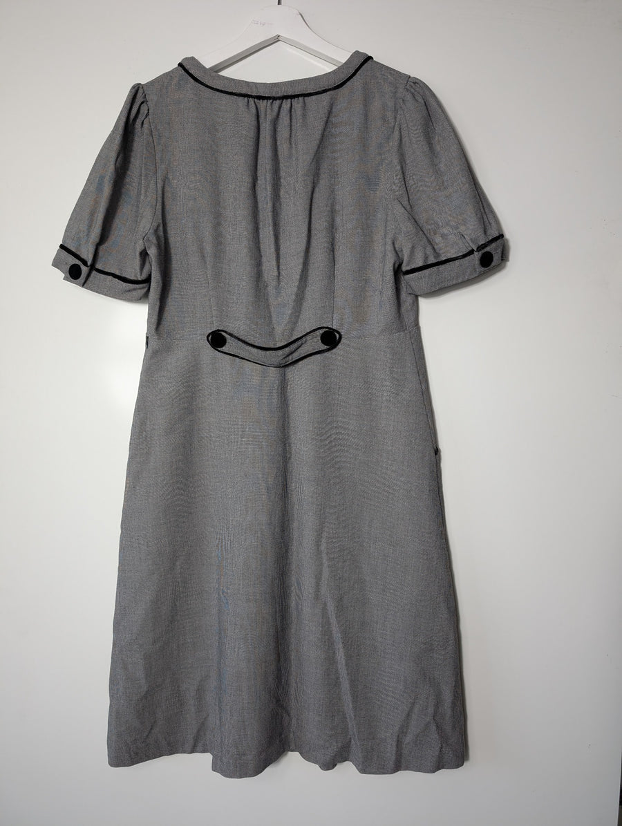 KATHERINE London V-Neck Dress Grey Houndstooth Size 12 - Image 5