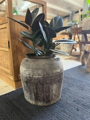 Antique Southeast Asian Glazed Earthenware Storage Jar Brown 41cm - Image 5