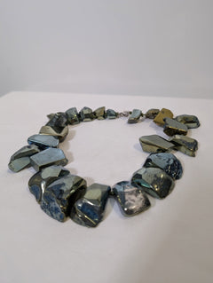 Chunky Metallic Hematite or Pyrite Nugget Statement Necklace - Image 5