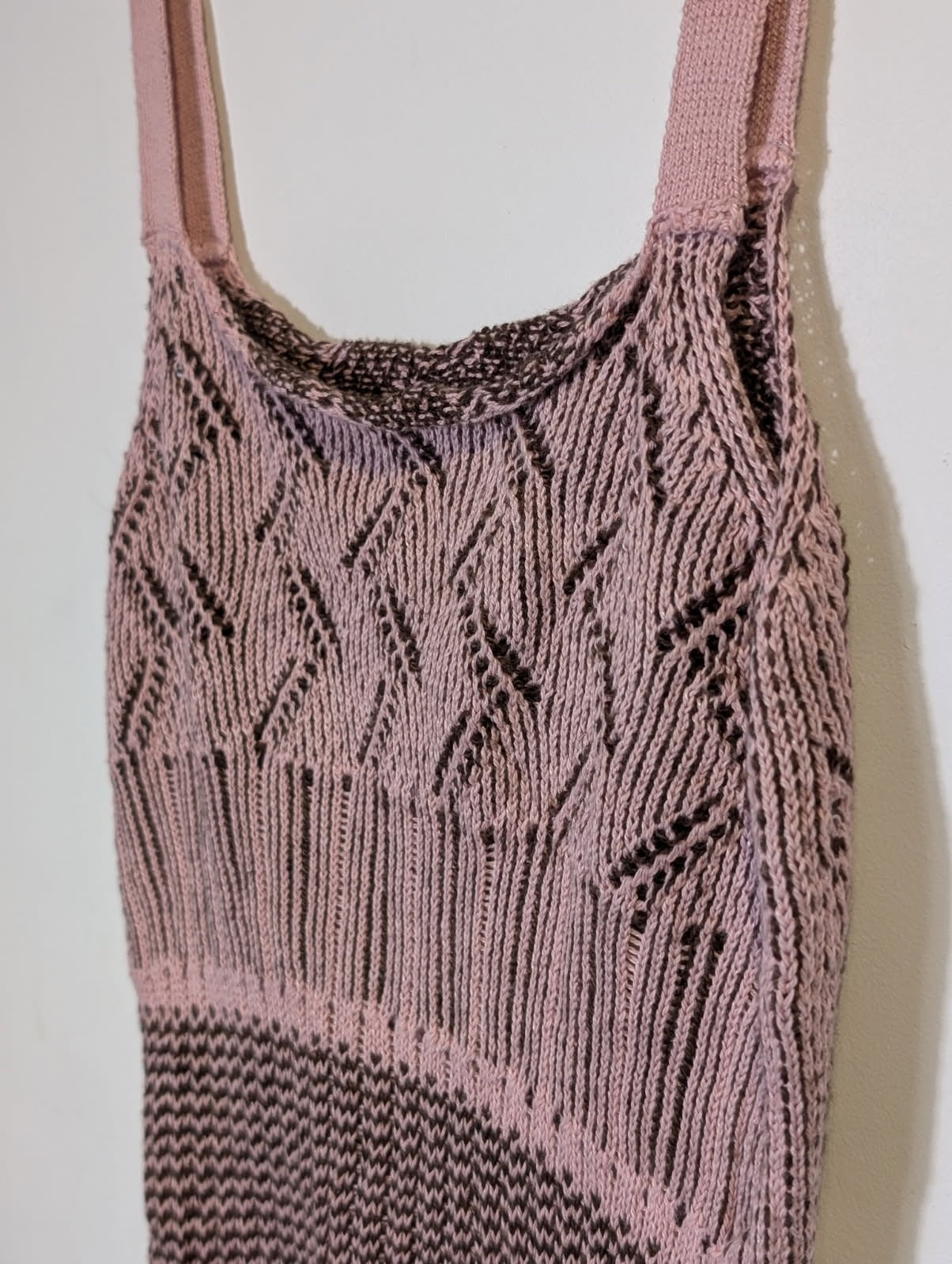 Dries Van Noten Knit Tank Top - Pink & Brown Patterned Size Small - Image 5