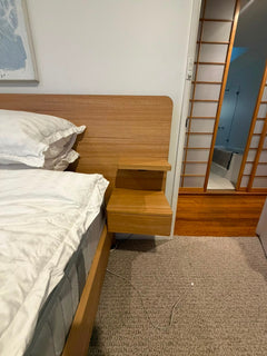 Mid-Century Modern Floating Platform Bed with Integrated Nightstands Wood - Image 5