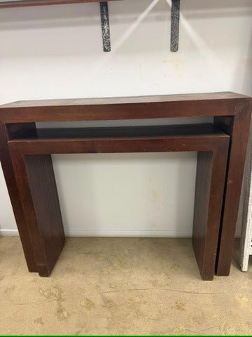 Solid Wood Nesting Console Tables Set of 2 Dark Brown - Image 5