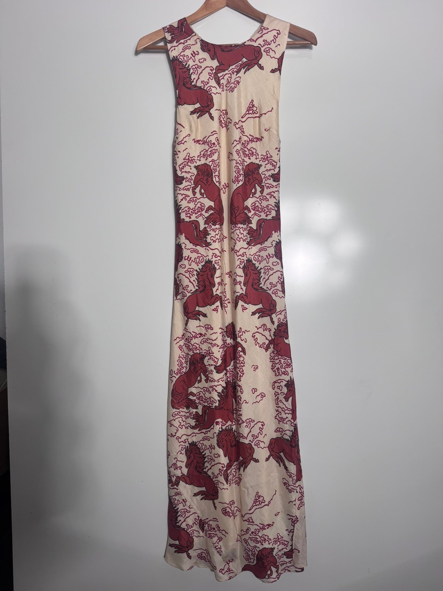 Alix Of Bohemia Silk Dress - Cream & Red Horse Print Size S - Image 6