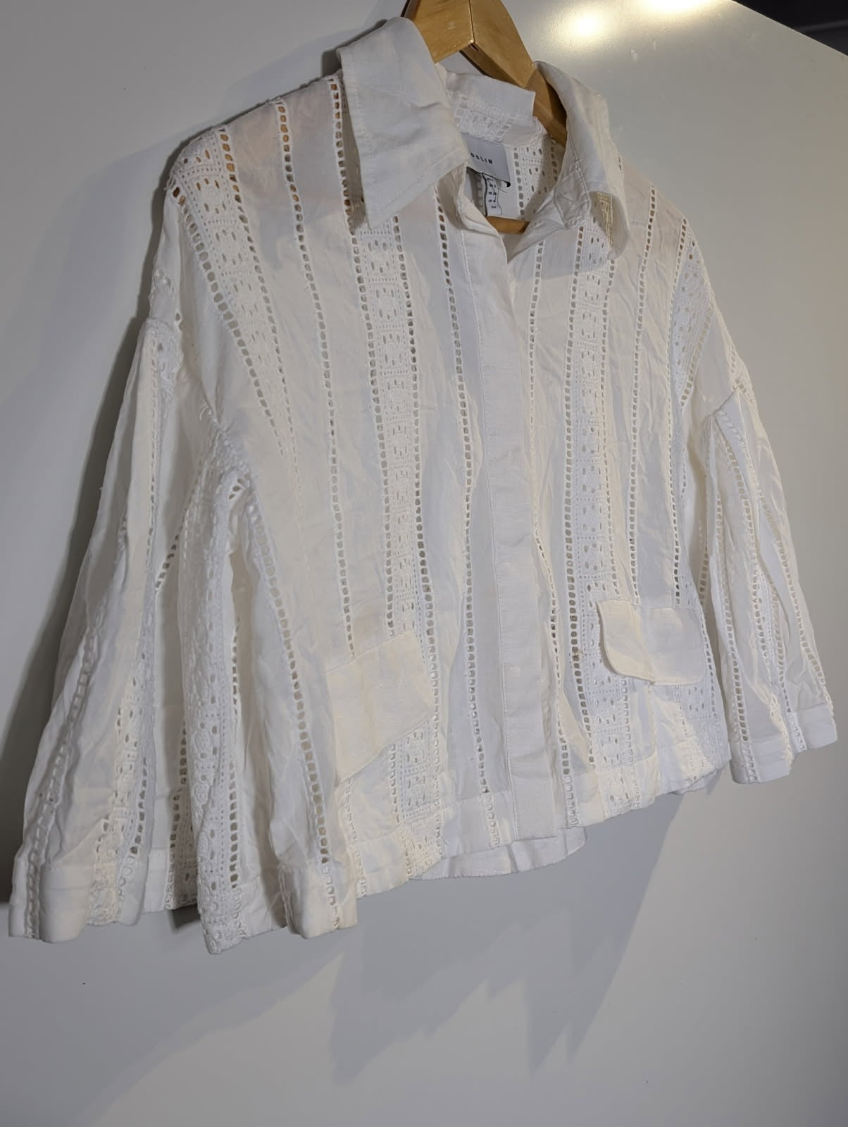 Joslin Studio Broderie Anglaise Button-Down Shirt White Women's AU 6 - Image 5